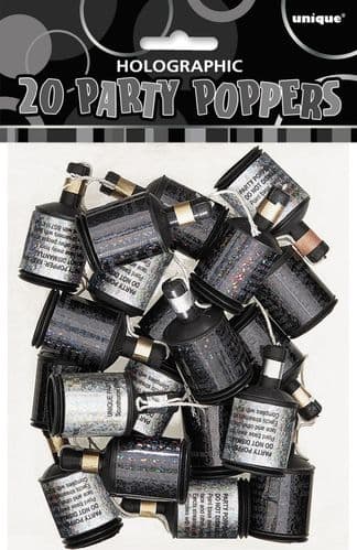 Black/Silver Holographic Poppers 20pc