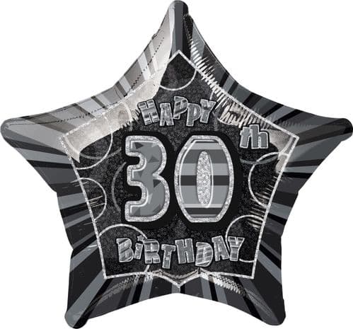 Black Star Prism Happy 30th Birthday Balloon