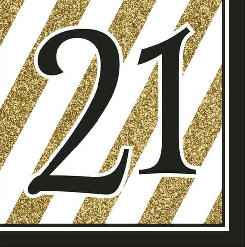 Black and Gold 21 Lunch Napkins 2 ply 16 per pack