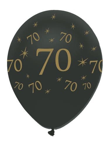 Black and Gold 70 12" Latex Balloons Pearlescent All Round Print 50 per pack