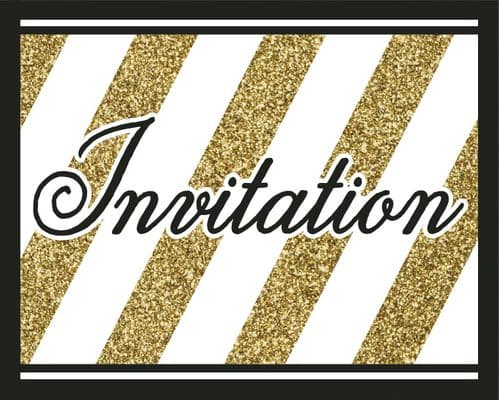 Black and Gold Foldover Invitations with Envelopes 8's