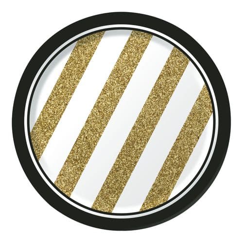 Black and Gold Lunch Plates 8 x 7"