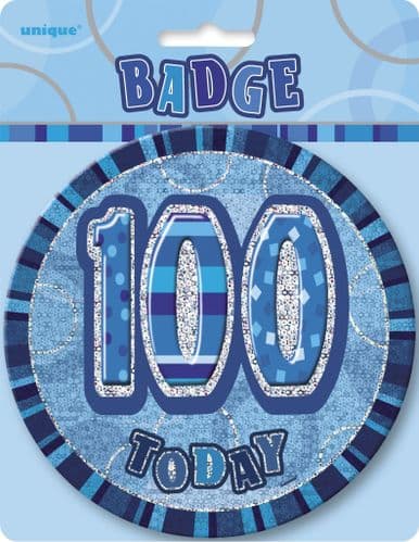 Blue Glitz 6" Badge 100th