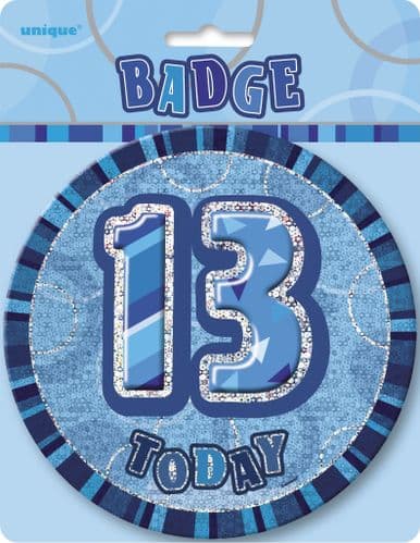 Blue Glitz 6" Badge 13th