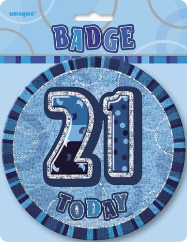 Blue Glitz 6'' Badge 21st