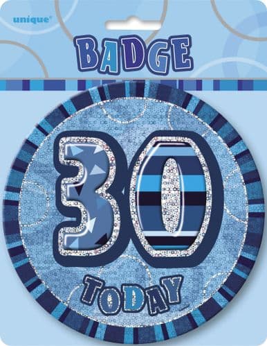 Blue Glitz 6'' Badge 30th