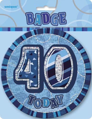 Blue Glitz 6'' Badge 40th