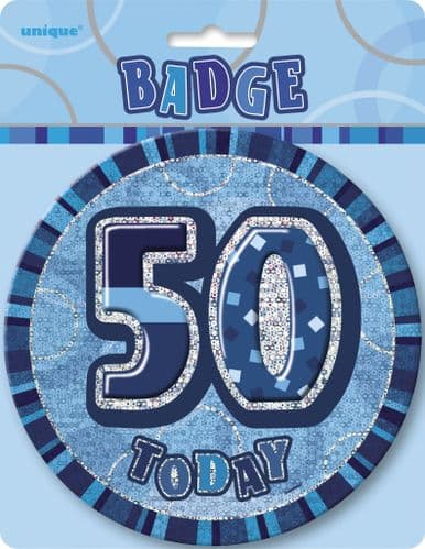 Blue Glitz 6'' Badge 50th
