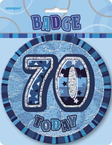 Blue Glitz 6'' Badge 70th