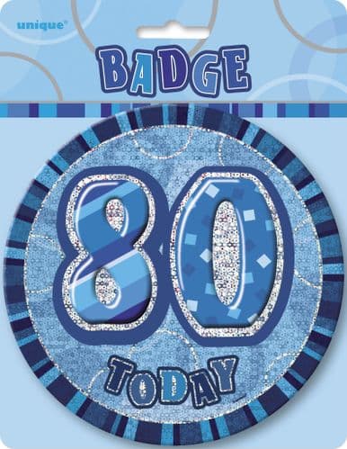 Blue Glitz 6" Badge 80th