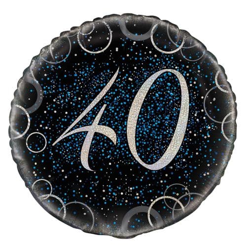 Blue Glitz Prism Happy 40th Birthday Foil Balloon
