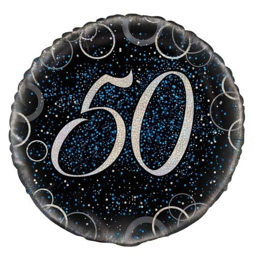 Blue Glitz Prism Happy 50th Birthday Foil Balloon