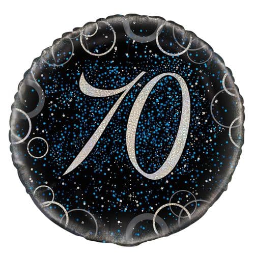 Blue Glitz Prism Happy 70th Birthday Foil Balloon