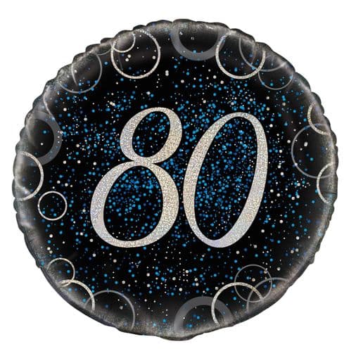Blue Glitz Prism Happy 80th Birthday Foil Balloon