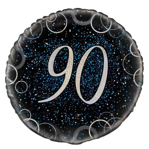 Blue Glitz Prism Happy 90th Birthday Foil Balloon