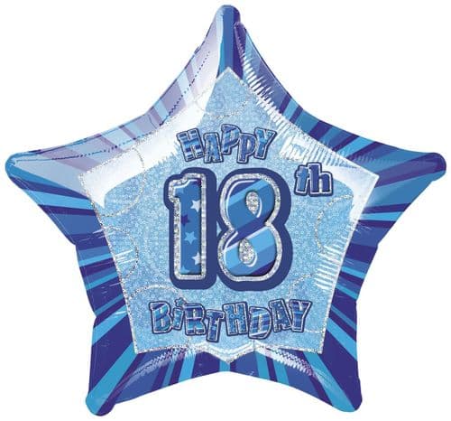 Blue Glitz Star Prism 18th Balloon