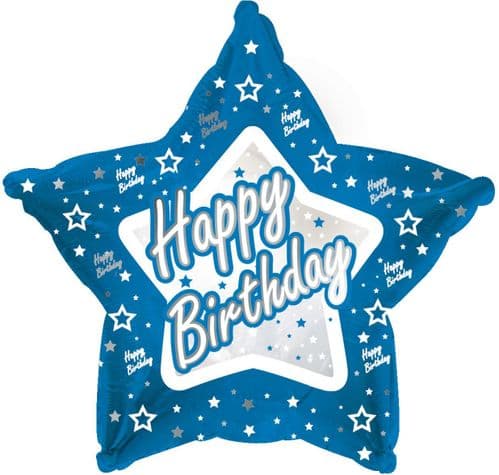 Blue Stars Happy Birthday Foil Balloon