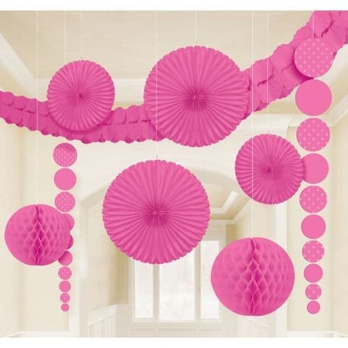 Bright Pink Dots Party Decoration Kit