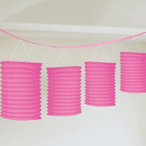 Bright Pink Paper Lantern Garlands 3.65m
