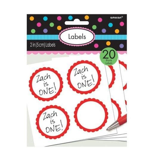 Candy Buffet Scalloped Labels Apple Red pack of 5.