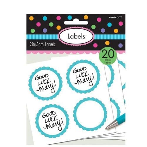 Candy Buffet Scalloped Labels Caribbean Blue pack of 5.