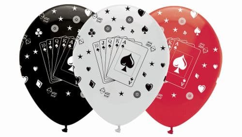 Card Night Latex Balloons All Round Print 6 x 12" per pack