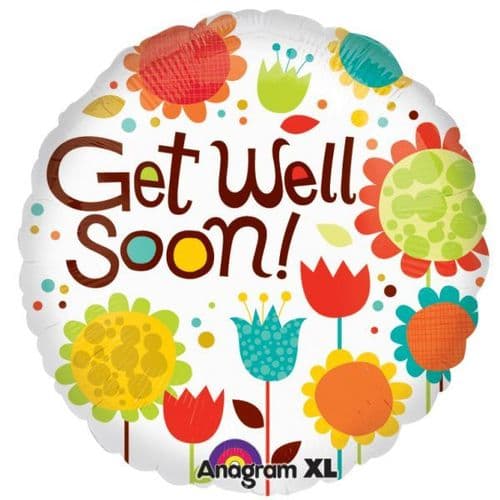 Cheery Flowers Get Well Foil Balloon