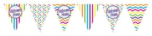 Chevron Stripe Welcome Home Paper Flag Bunting 12ft