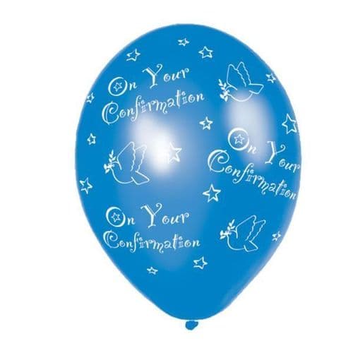 Confirmation Blue Latex Balloons - (All Over Print) 11" packet of 25