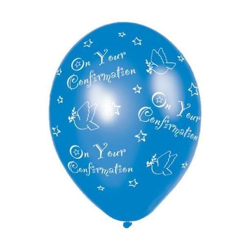 Confirmation Blue Printed Latex Balloon 11" packet of 6