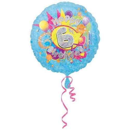 Cool Kids Holographic 6th Birthday Foil Balloon