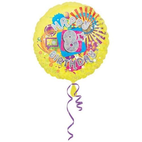 Cool Kids Holographic 8th Birthday Foil Balloon