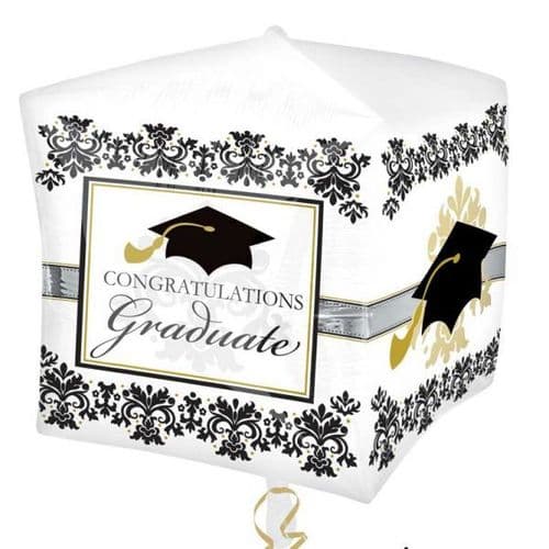 Cubez Black & White Graduation Foil Balloon 15" x 16"