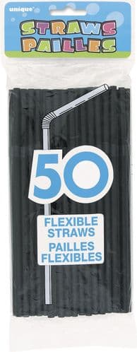 Flex Straws Black 50pc