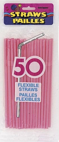 Flex Straws Hot Pink 50pc