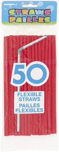 Flex Straws Ruby Red 50pc