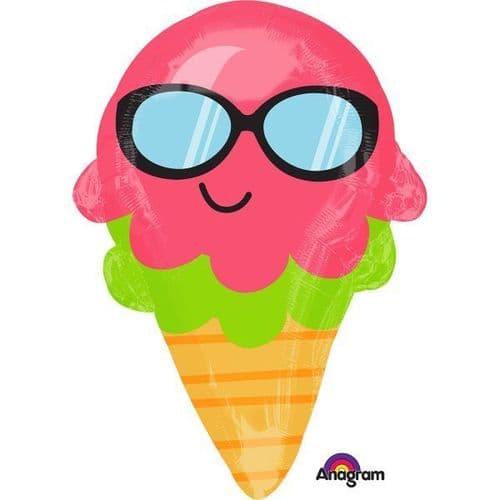 Fun in the Sun Ice Cream Cone Junior Shape Foil Balloon 14" x 21"