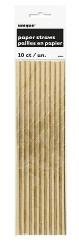 Gold Foil Paper Straw 10pc