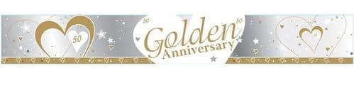 Golden 50th Anniversary Foil Banner 9ft