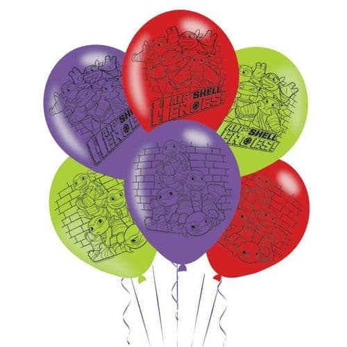 Half Shell Heroes 4 Sided Latex Balloons Packet of 6 x 11"