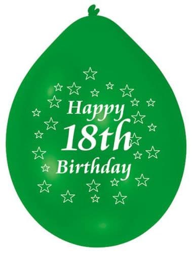 Happy 18th Birthday Latex Balloons 10 per pack.