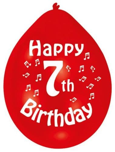 Happy 7th Birthday Latex Balloons 10 per pack.