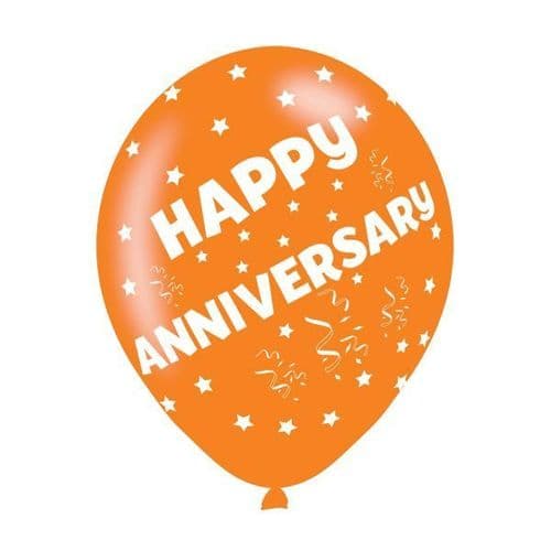 Happy Anniversary Assorted Colours Latex Balloons 11" packet of 6
