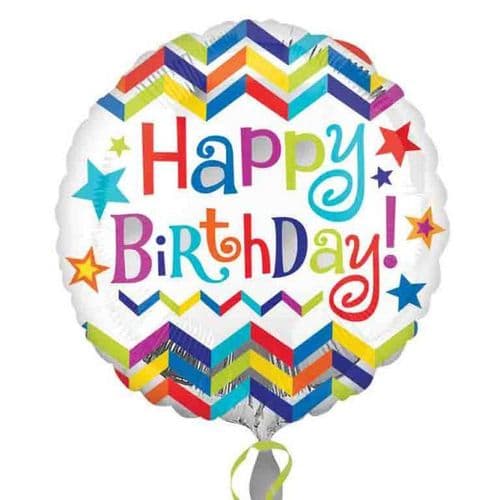Happy Birthday Chevron Star Standard Foil Balloon