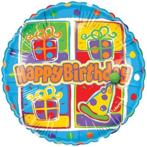 Happy Birthday Fuzzy Hat Foil Balloon