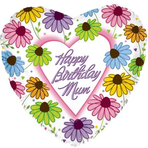 Happy Birthday Mum Daisies Foil Balloon