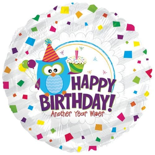 Happy Birthday Wise Owl Foil Balloon