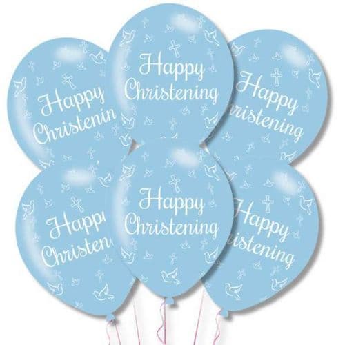 Happy Christening Blue Latex Balloons 11" packet of 6
