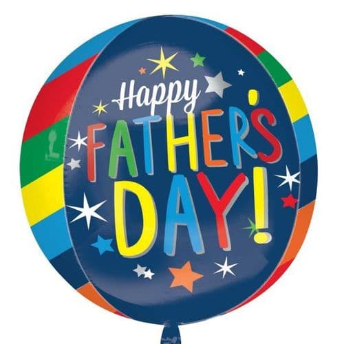 Happy Father's Day Bright Stripes Orbz Foil Balloon 15" x 16"