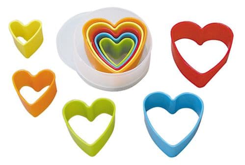 Heart Plastic Cutters Set Multi-Coloured